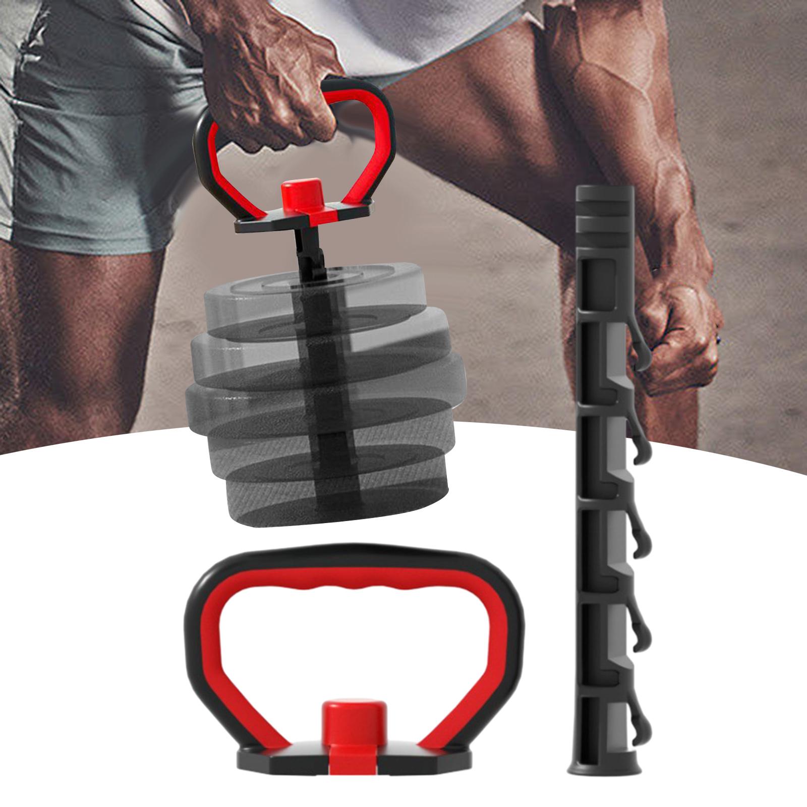 Adjustable Kettlebell Handle with Base Dumbbell Grip Workout Equipment Fitness Anti Slip Dumbbell Push up for Plates Weights