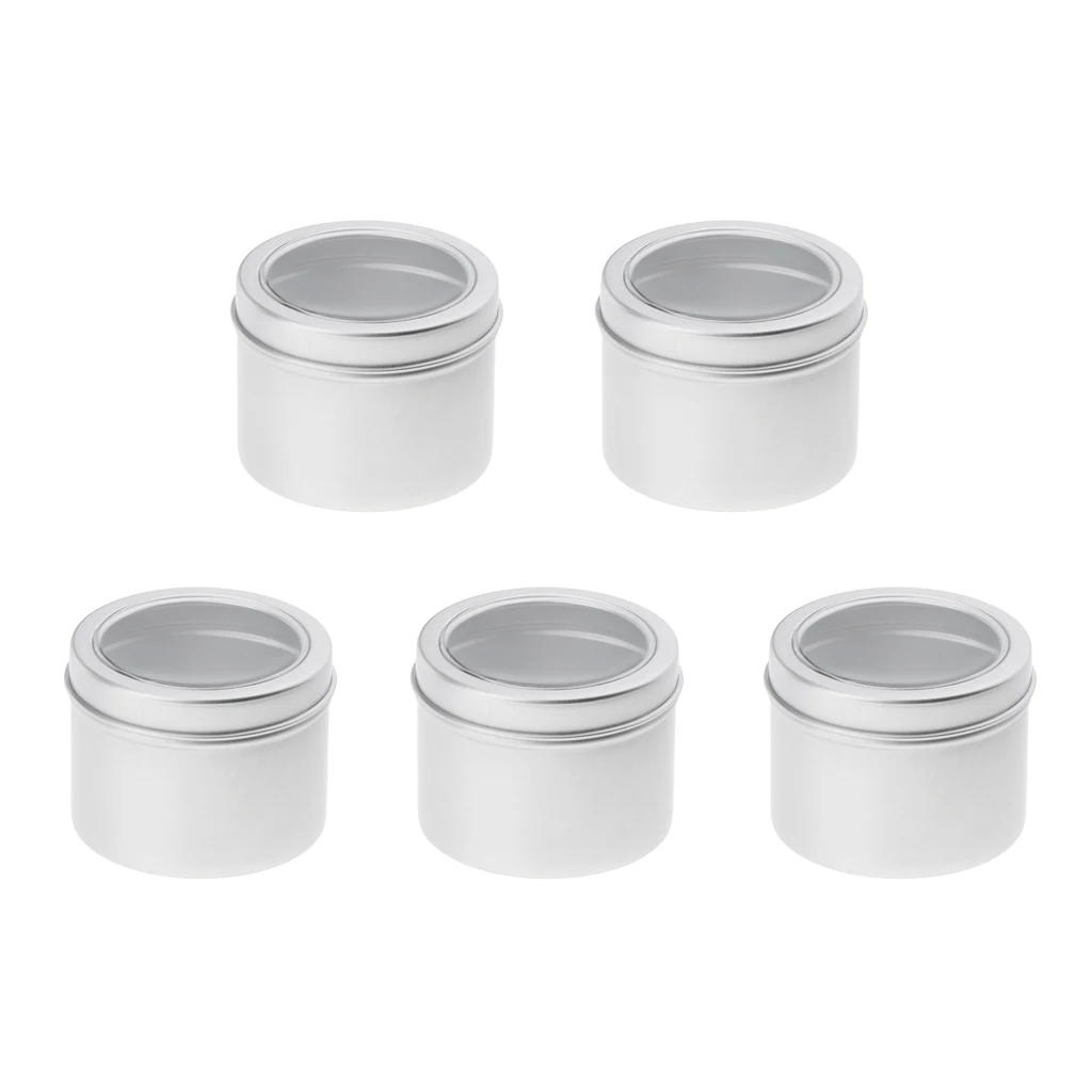 5x 60ml Round Aluminum  Empty Lip Candles Containers Jars Tin Lid