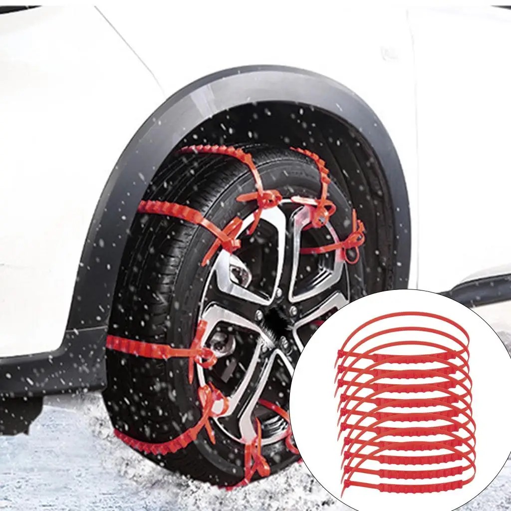 Car Tire Anti-Skid Snow Chains 10pcs Anti Skid Mud Ice Snow Tire Chains Winter