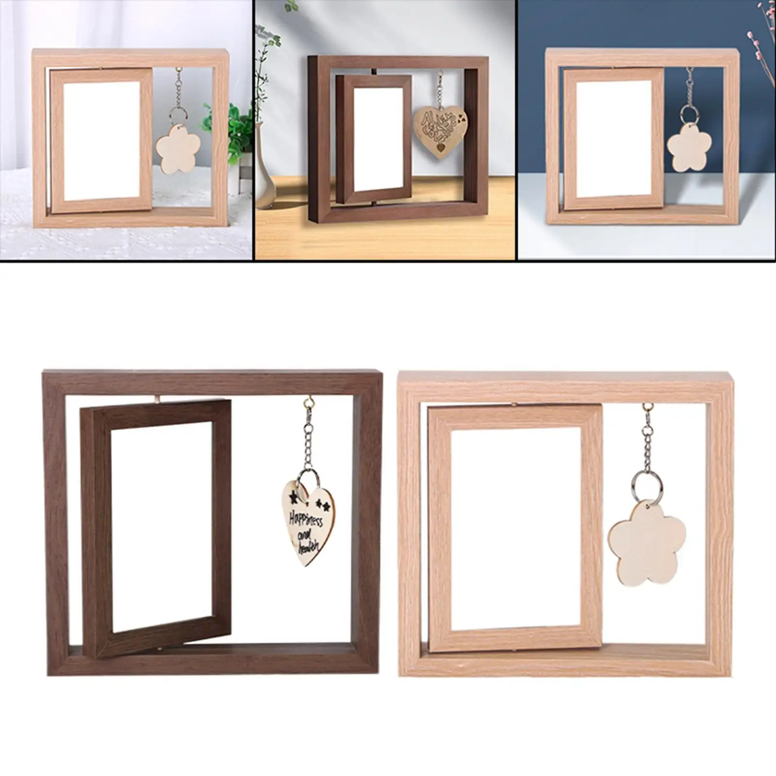 Creative Picture Frame 360 Rotating with Tag Gifts Double Sided Display Photo Frame for Restaurant Birthday Dad Men Women Father