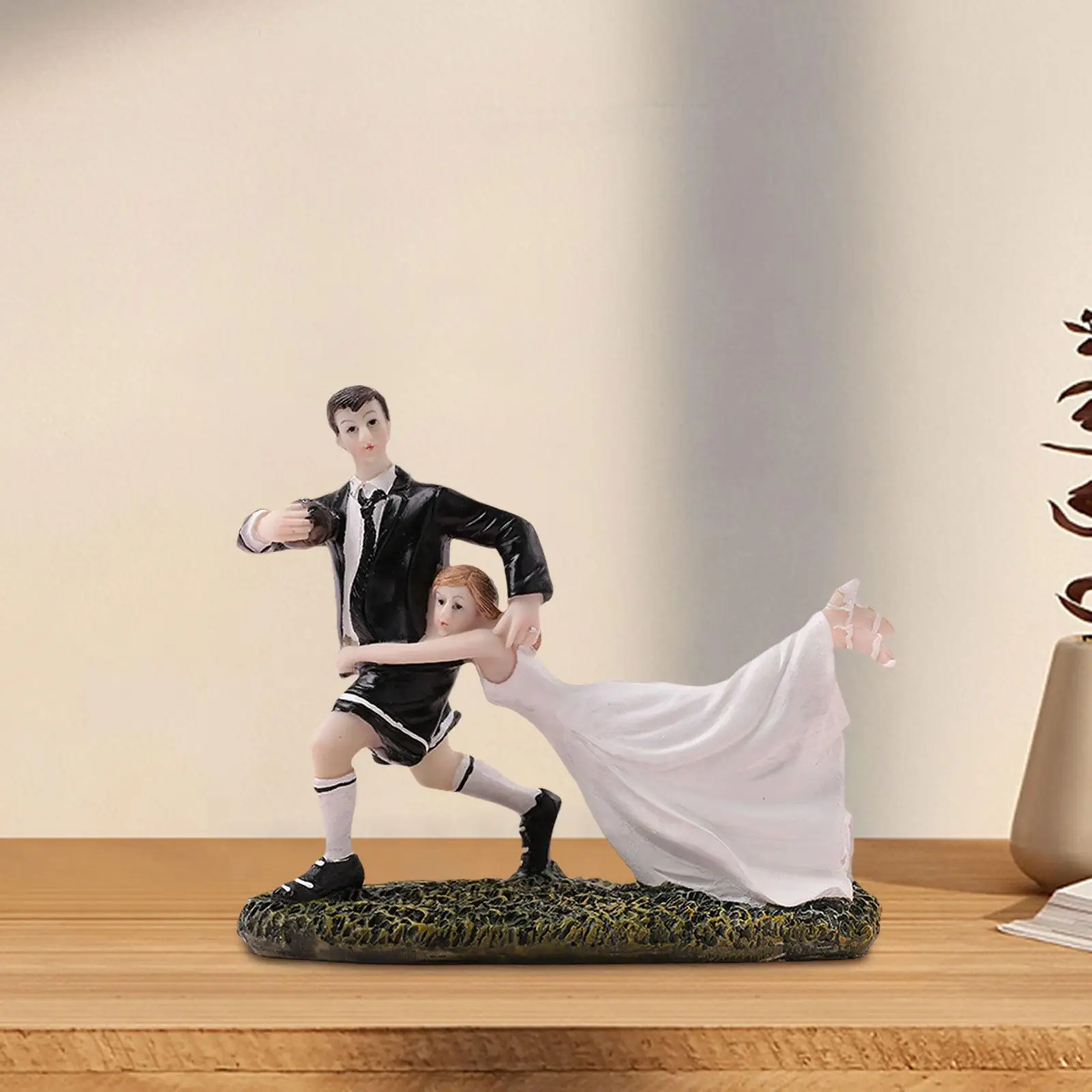 Wedding Cake Topper Bride and Groom Football Figurine for Tabletop Ceremony