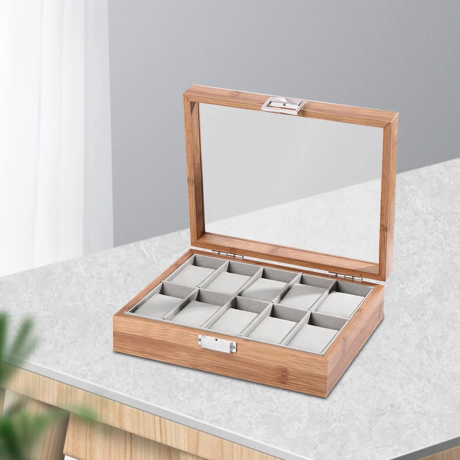 Watch Storage Box Wooden Watches Box Jewelry Display Case for Men and Women Watches Necklace Bracelet Earrings Home Decoration