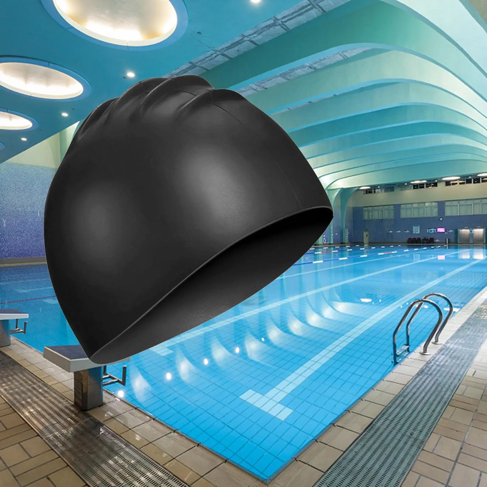 Swim Cap Shaped for Unisex Solid Color Silicone Comfortable Non-slip Lining