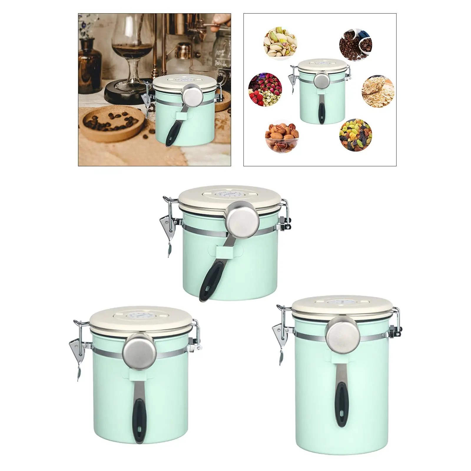 Multifunctional Coffee Canister Airtight Coffee Jar Storage Container for Flour Ground Sugar Cereal Beans