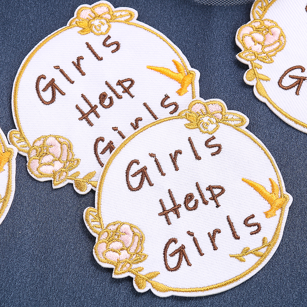 2PCSGirls Help Girls bestickter Aufnäher zum Aufbügeln, Nähen, Stoff, Girlgang, Kunsthandwerk, Patchwork-Verzierungen, Abzeichen – Detail 4