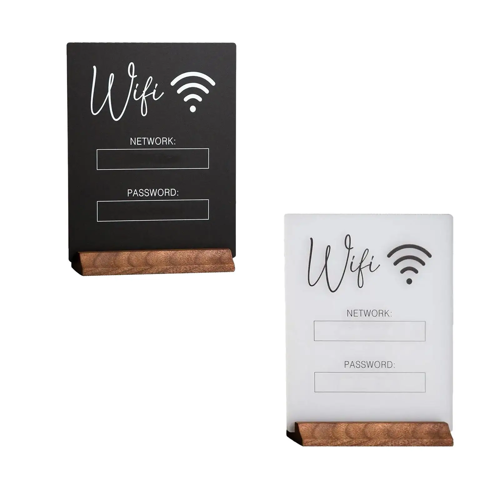 WiFi Password Sign Portable Multifunctional Acrylic Photo Block Holder Board for Business Restaurant Guests Party Coffee Tables