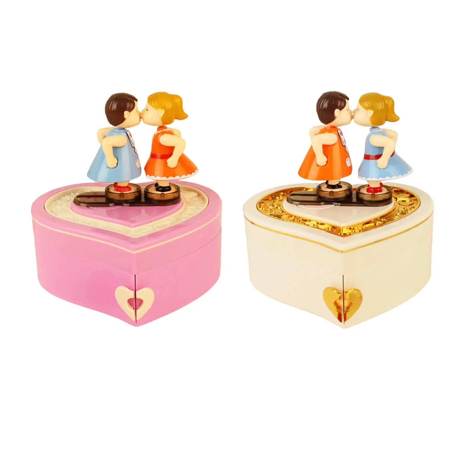 Kissing Couple Doll Music Box Romantic for Artware Ornament Holiady Gifts