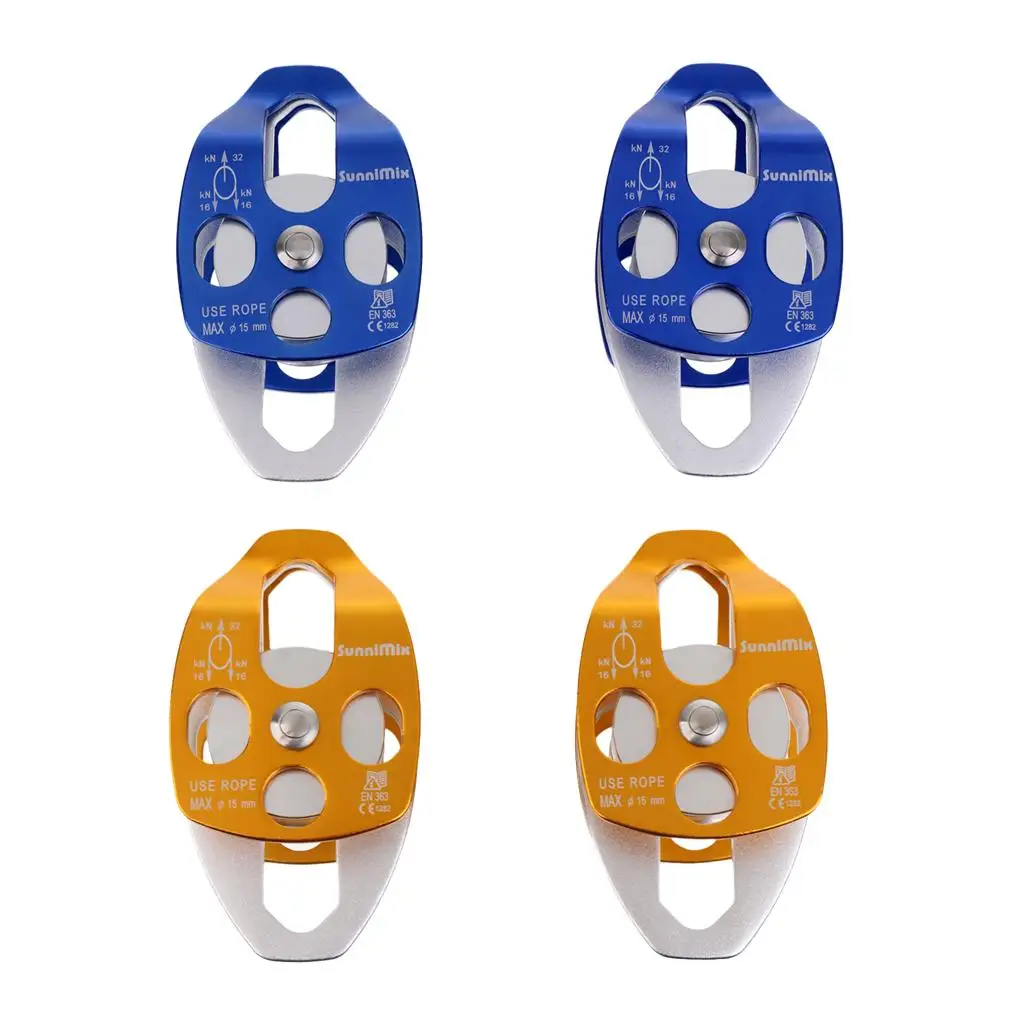 Outdoor Sports 32KN Double Pulley for Hauling System Rock Climbing Rappelling Caving Dragging Caving Equipment