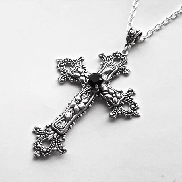 Ensemble Collier Et Boucles D'Oreilles Croix Gothique - Style Vintage Punk
