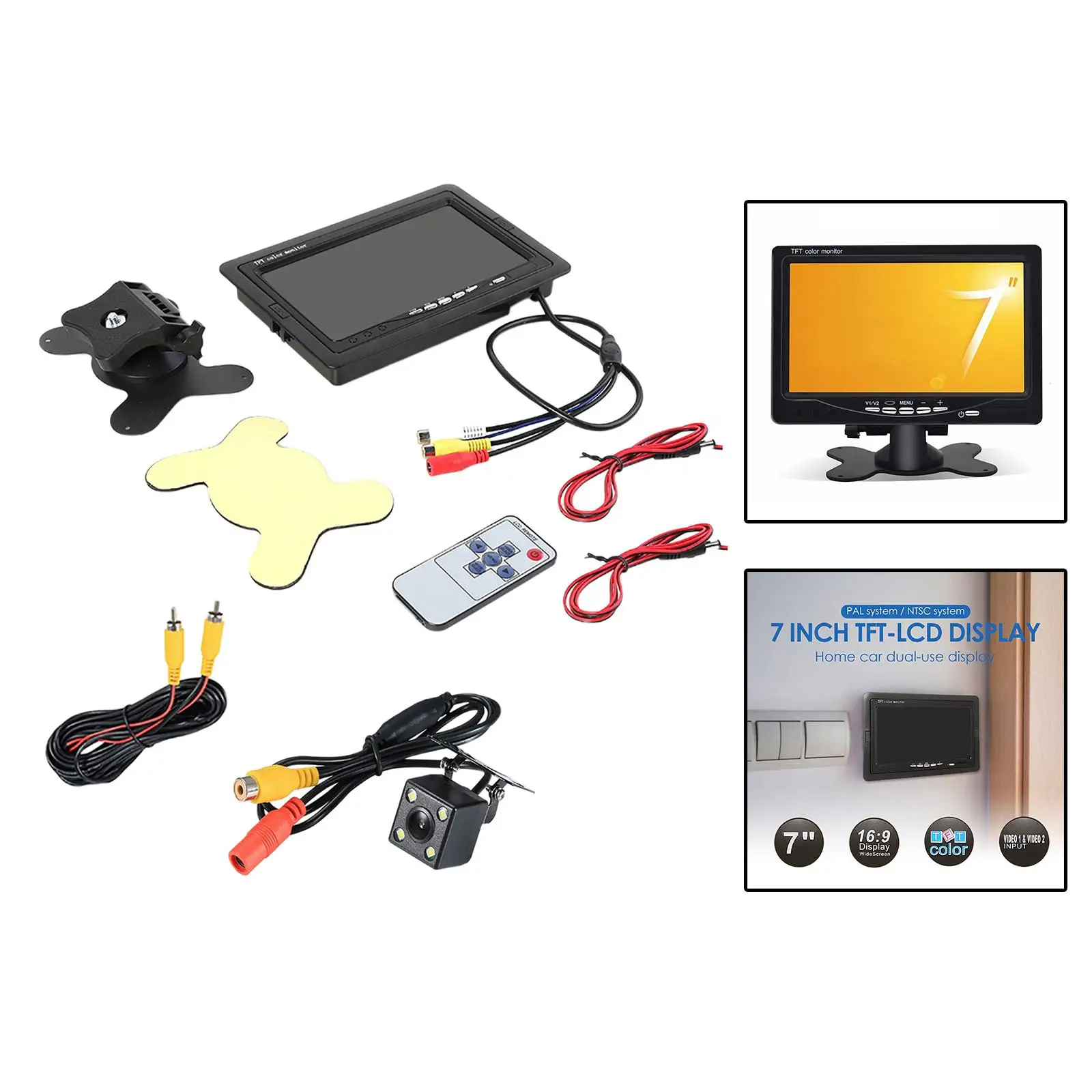 7 Inches TFT LCD Rear Camper Wide Screen Car Reverse Monitor