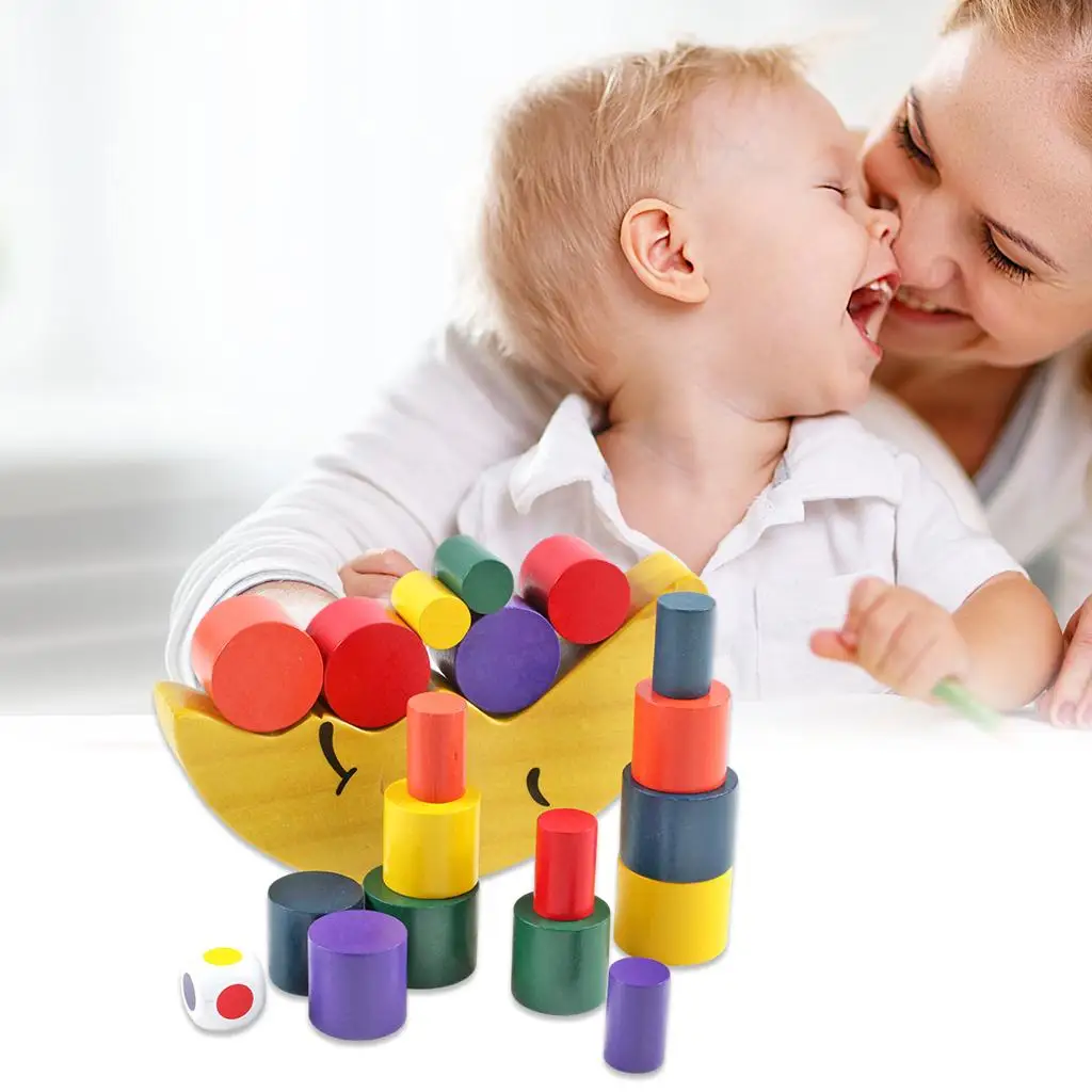 Wooden Geometry Balance Stacker Game  Preschool Early Learning Educational Motor Skill Montessori Puzzles Toy for Kids