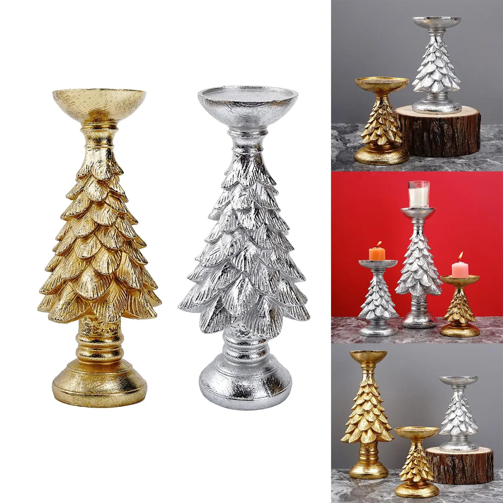 Christmas Candle Holder Decorative Rustic Craft Candle Stand for Living Room Kitchen Table Centerpiece Indoor Outdoor Decoration