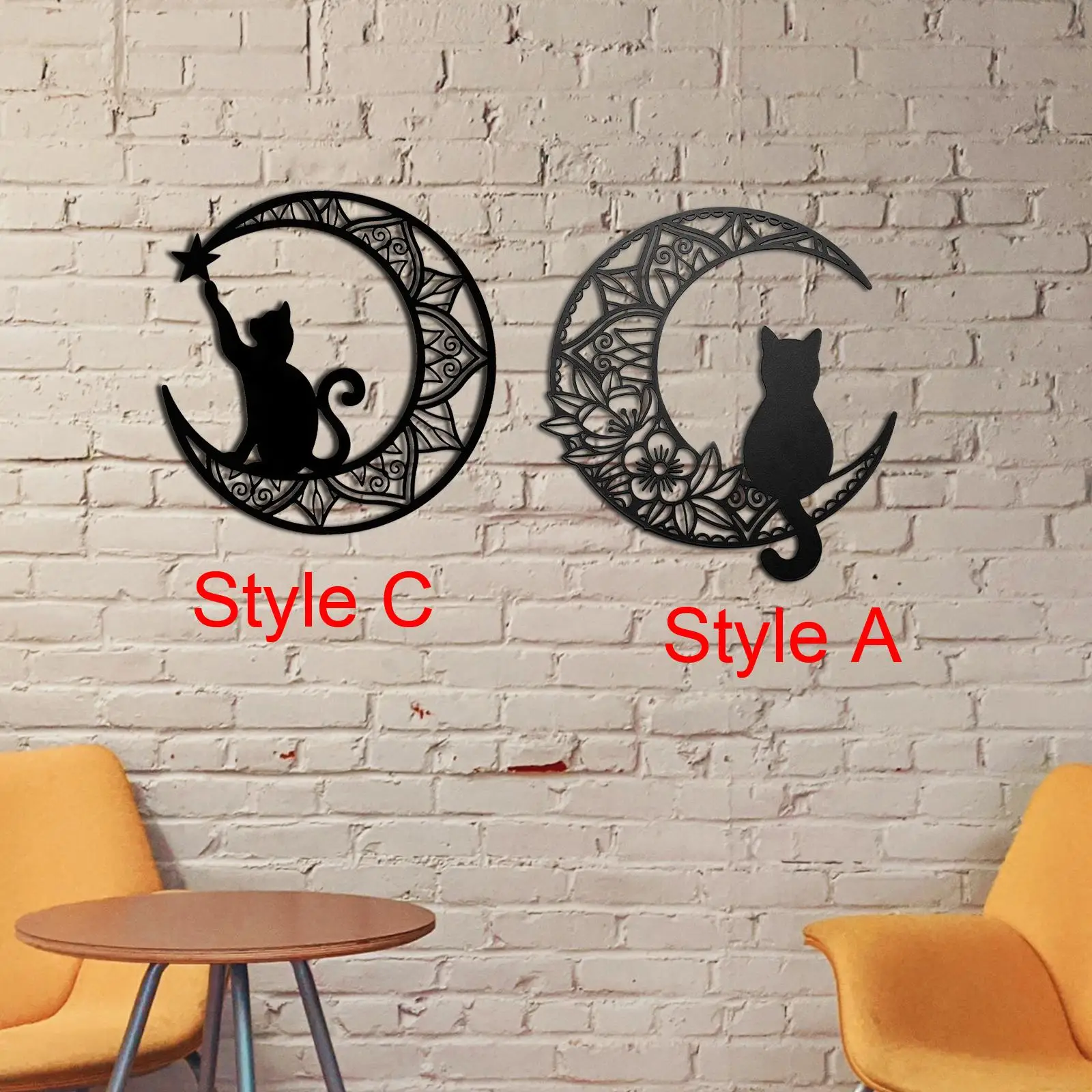 13inch Metal Wall Decor, Cat Silhouette Wall Hanging Wall Sculpture Sign for Balcony Bedroom Patio Bathroom Living Room