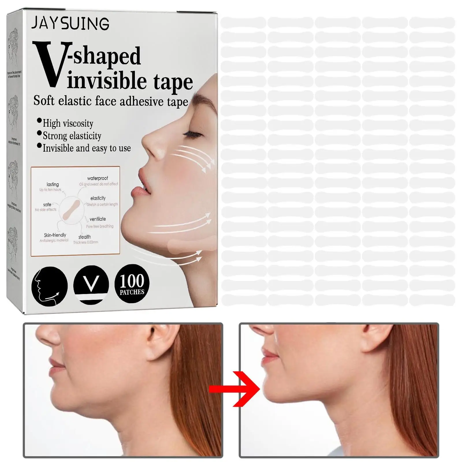 100 Face Lift Tape Lifting Elasticity Slimming Strap for Reduce Fine Lines