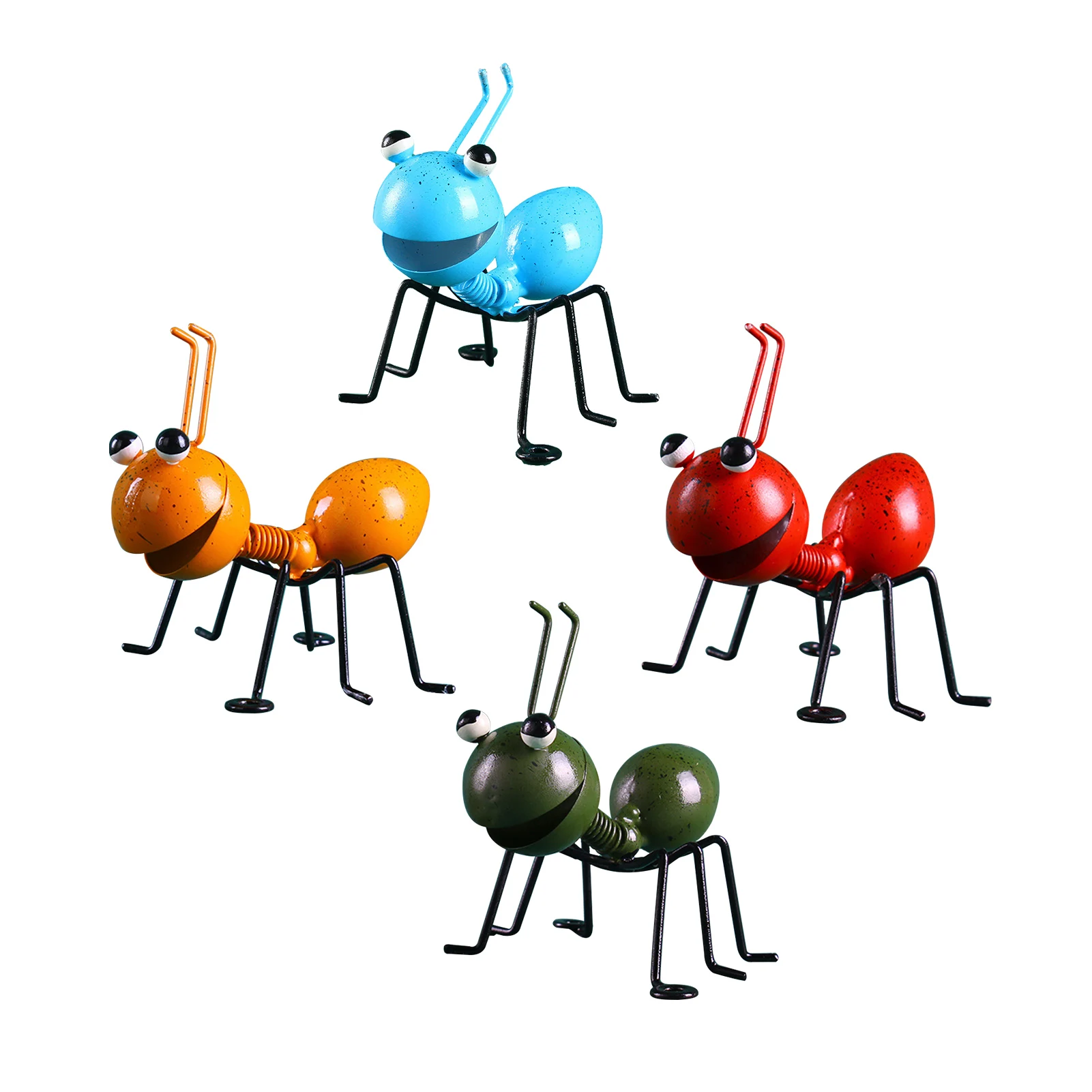 4pcs Gift Craft Patio Metal Ant Wall Art Yard Lawn Sculptures Desktop Home Decor Ornament Outdoor Garden Cute Insect Hanging