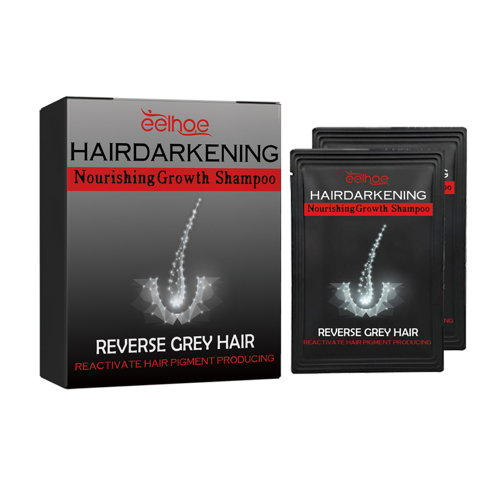 Description Picture 2 of itemHair Darkening Shampoo Repair Gray White Hair Color Prevent Thinning Nourishing Roots Scalp Treatment Smooth Black Hair Shampoo