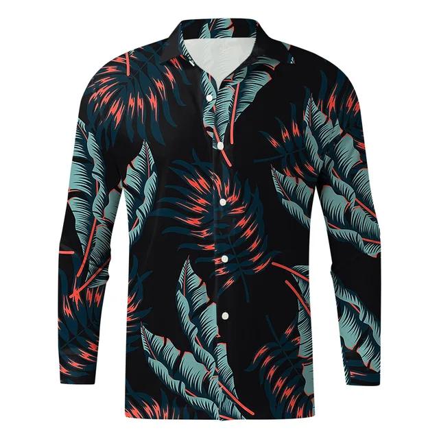 Hawaiian Blusa Print Long Sleeve Button Up Mens Long Sleeve Shirts For Men  Vintage Autumn Casual Top Fashion Tee With Logo BA306Q From Qljmw, $25.3