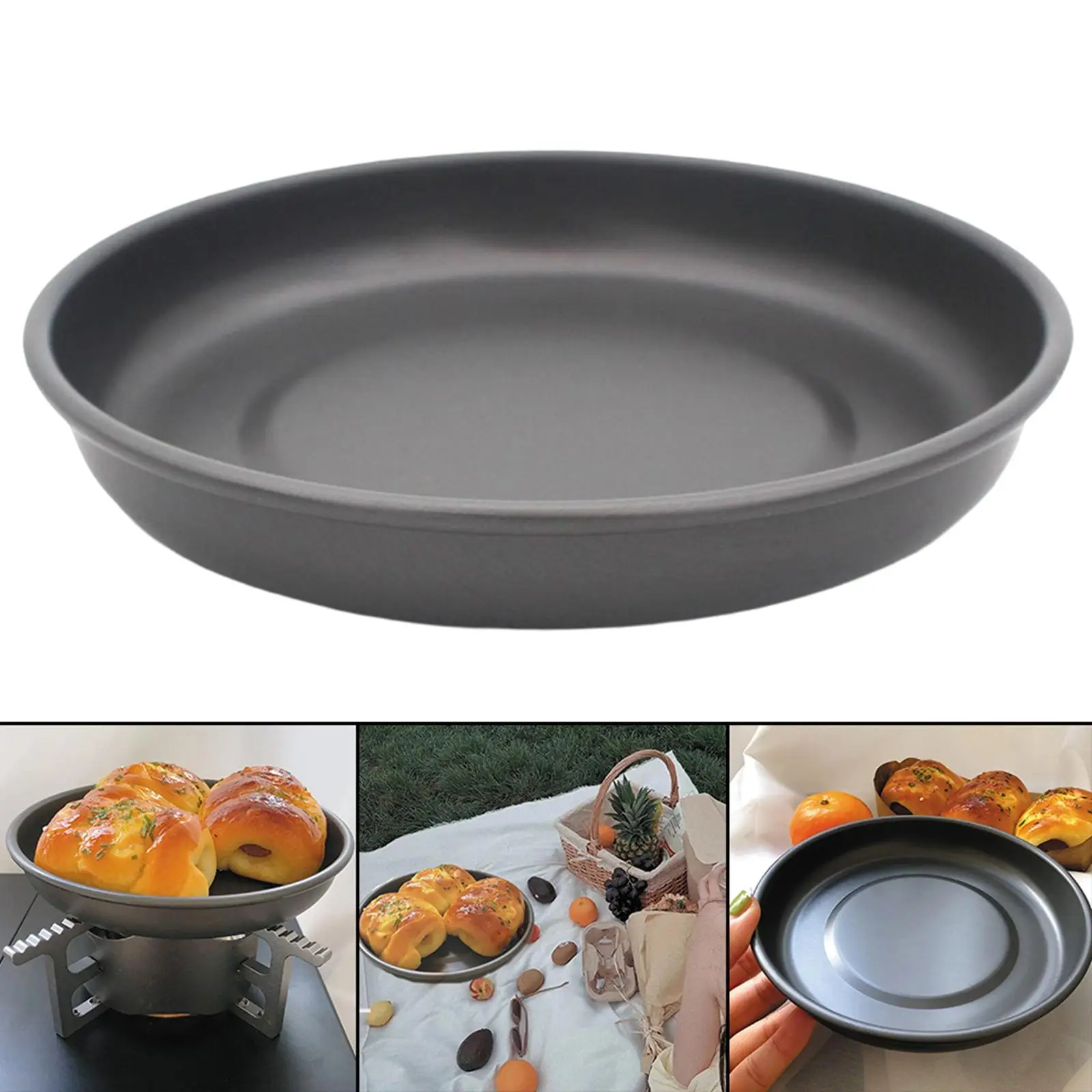 Food Plate Round Dish Tray Cooking Utensil for Camping Fishing Beach Backpacking