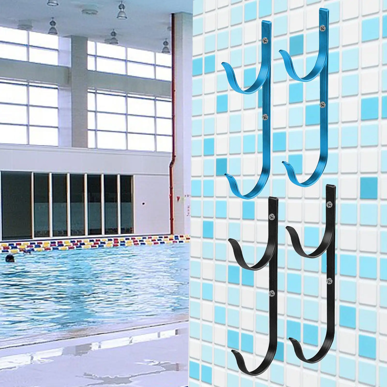 Premium Aluminium Holder Set Pool Telescopic Rod Hook Pool Pole Hangers for Skimmers Swimming Pool Accessories Organizer
