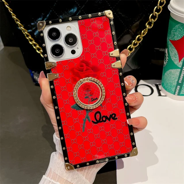 Luxury Designer Brand Phone Cases For IPhone 14 Plus 14 Pro Max 13Promax  12Pro 11 XR XSmax 7 8Plus 6S Girl Square Fur Mobile Cover Fashion PU  Leather Case With Strap From 6,64 €
