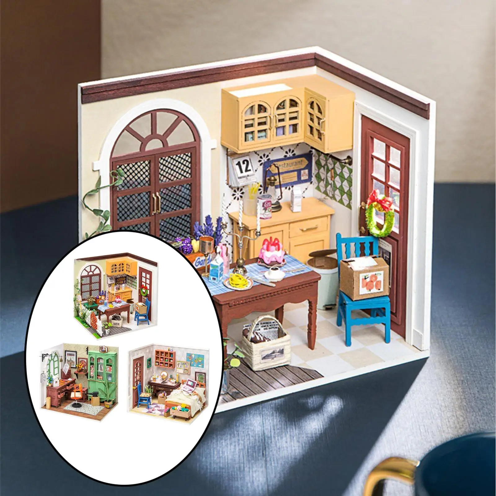 DIY Handcraft Creative Miniature Doll House with Furniture Plants Kit LED  Building Kit for 