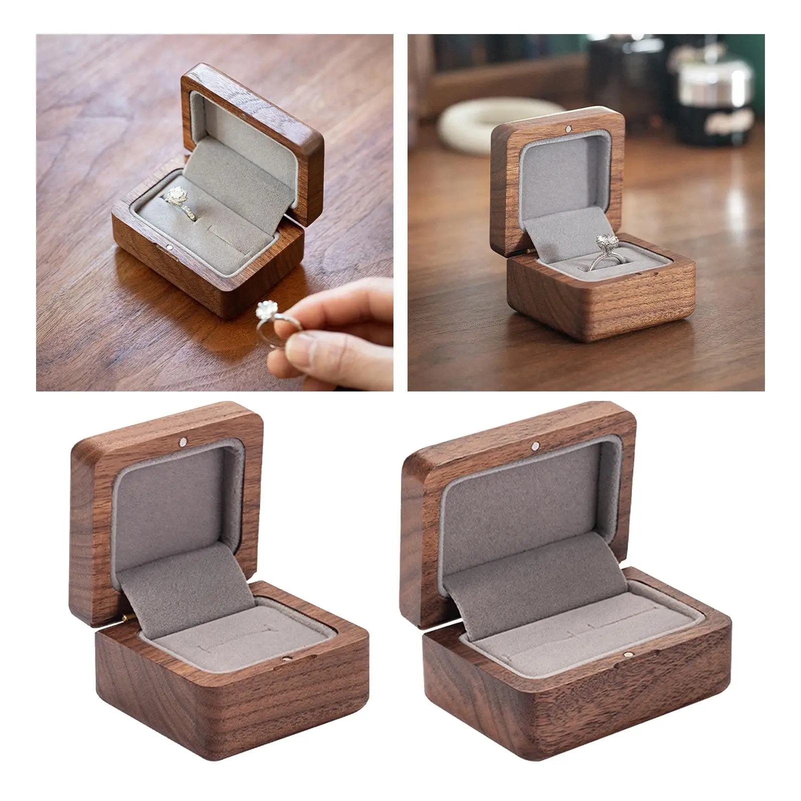 Wooden Ring Box Ring Gift Box Wedding Ring Box Wooden Ring Holder for Ceremony Engagement Anniversary Proposal Birthday Gift
