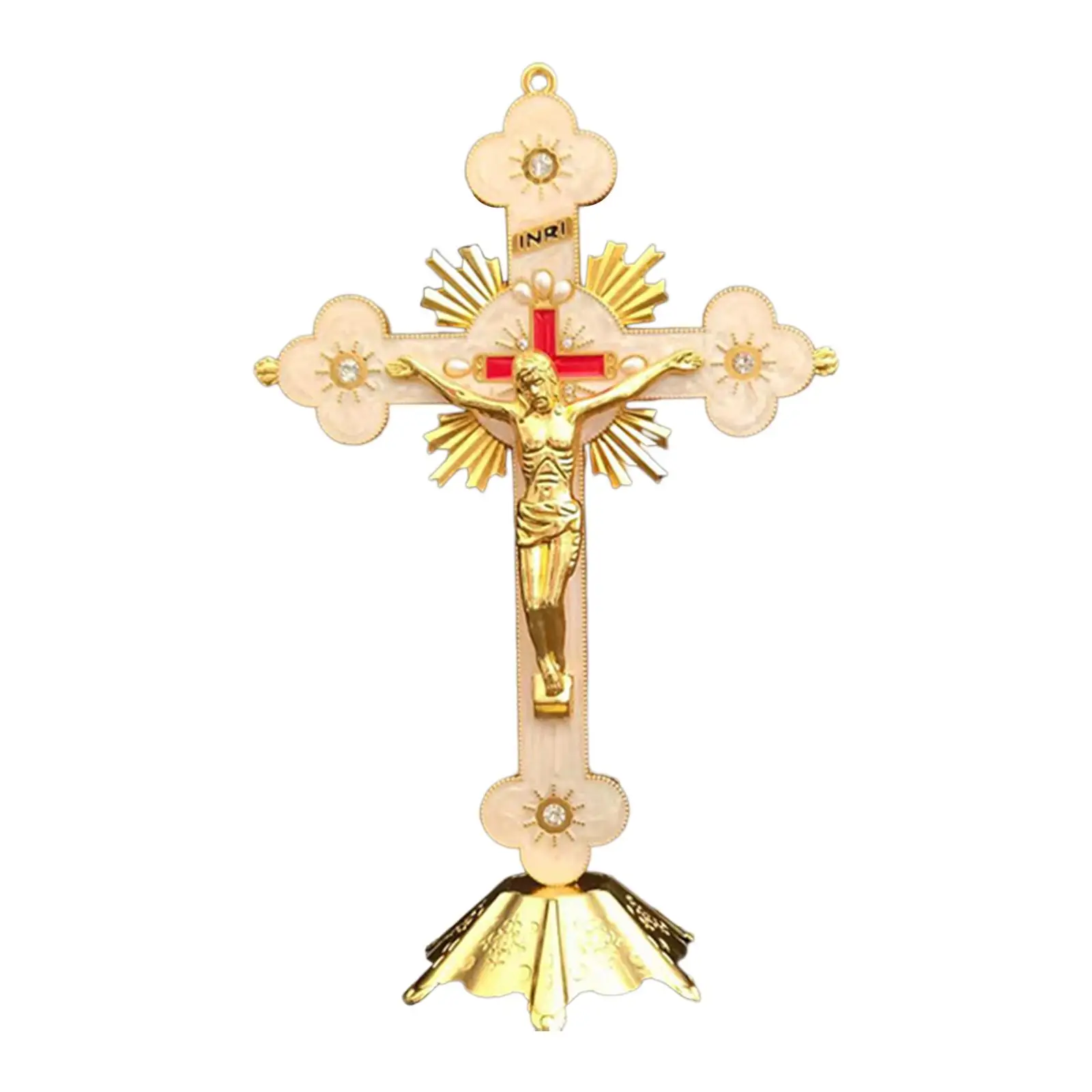 Standing Crucifix Jesus Cross Statue Table Cross for Altar Chapel Home Decor