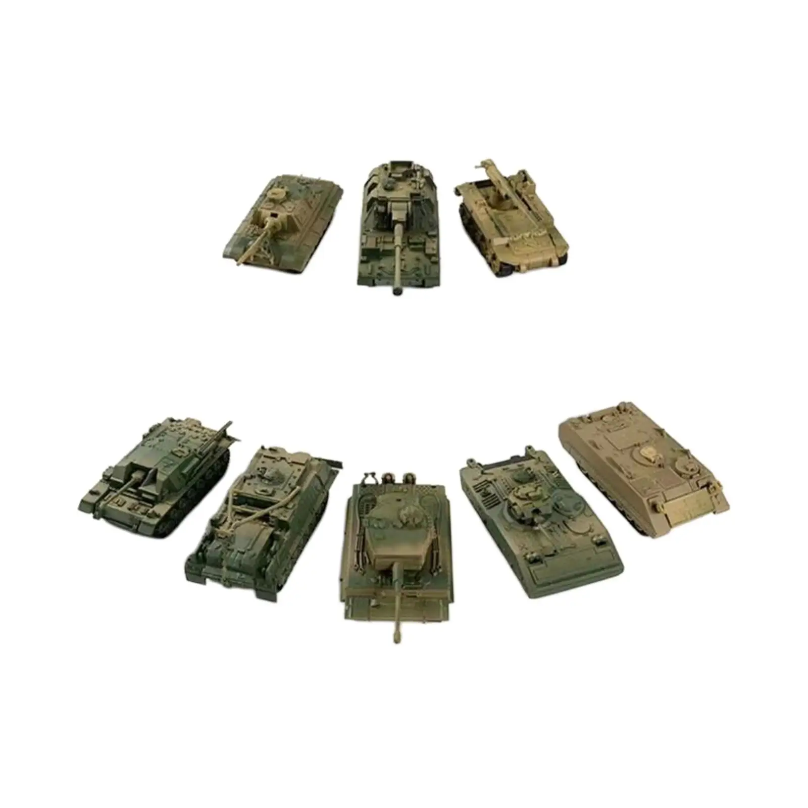 8Pcs 1/72 Tank Model Collectible Playset Simulation DIY Tank Puzzle Showcase Tank Truck 4D Model for Adults Kids Girls boy gift