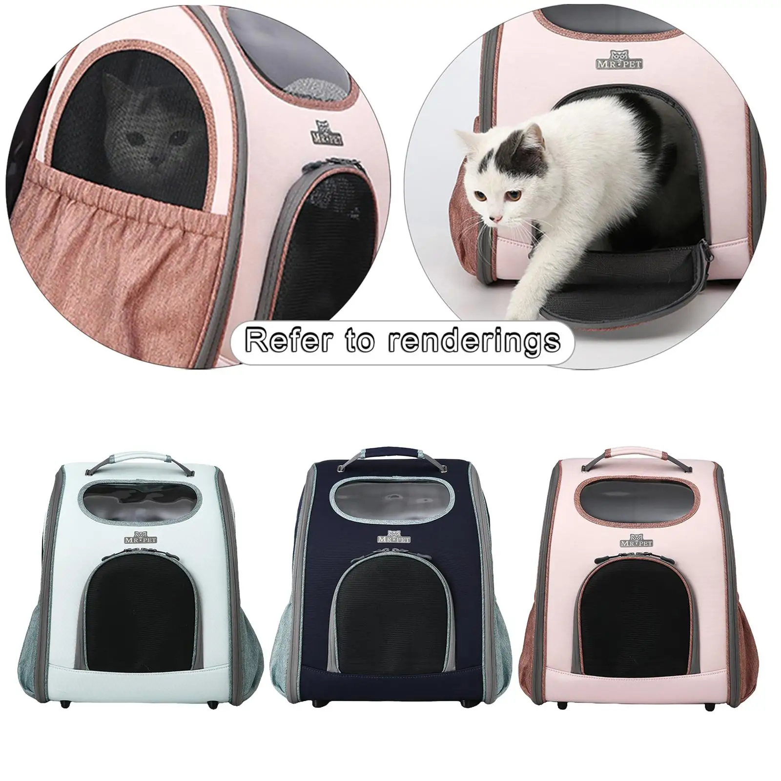 Ventilated Pet Dog&Cat Carrier Backpack with Storage Pockets Bunny Puppies