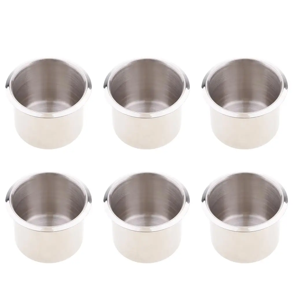 Stainless Steel 6pcs Cup Drink Holders for Marine Boat Car Truck Camper