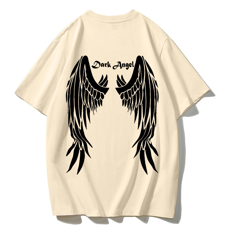 Casual O-neck Angel Wings Printed Plus Size T Shirts for Women