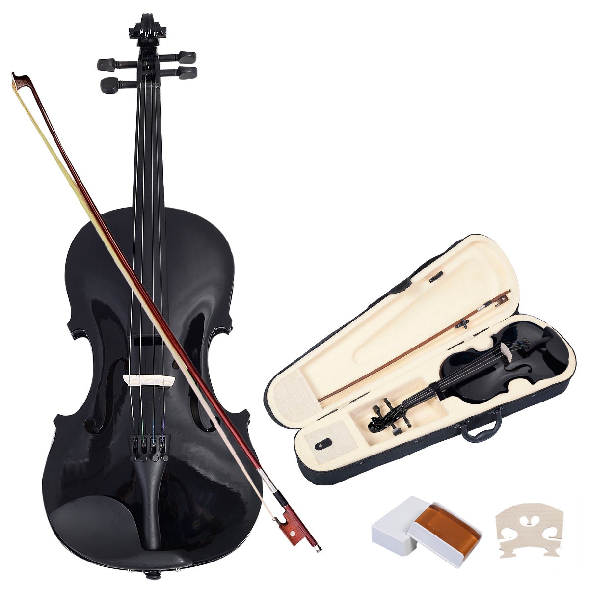 Title 17, Black 4/4 Violin High Quality String Instrument...