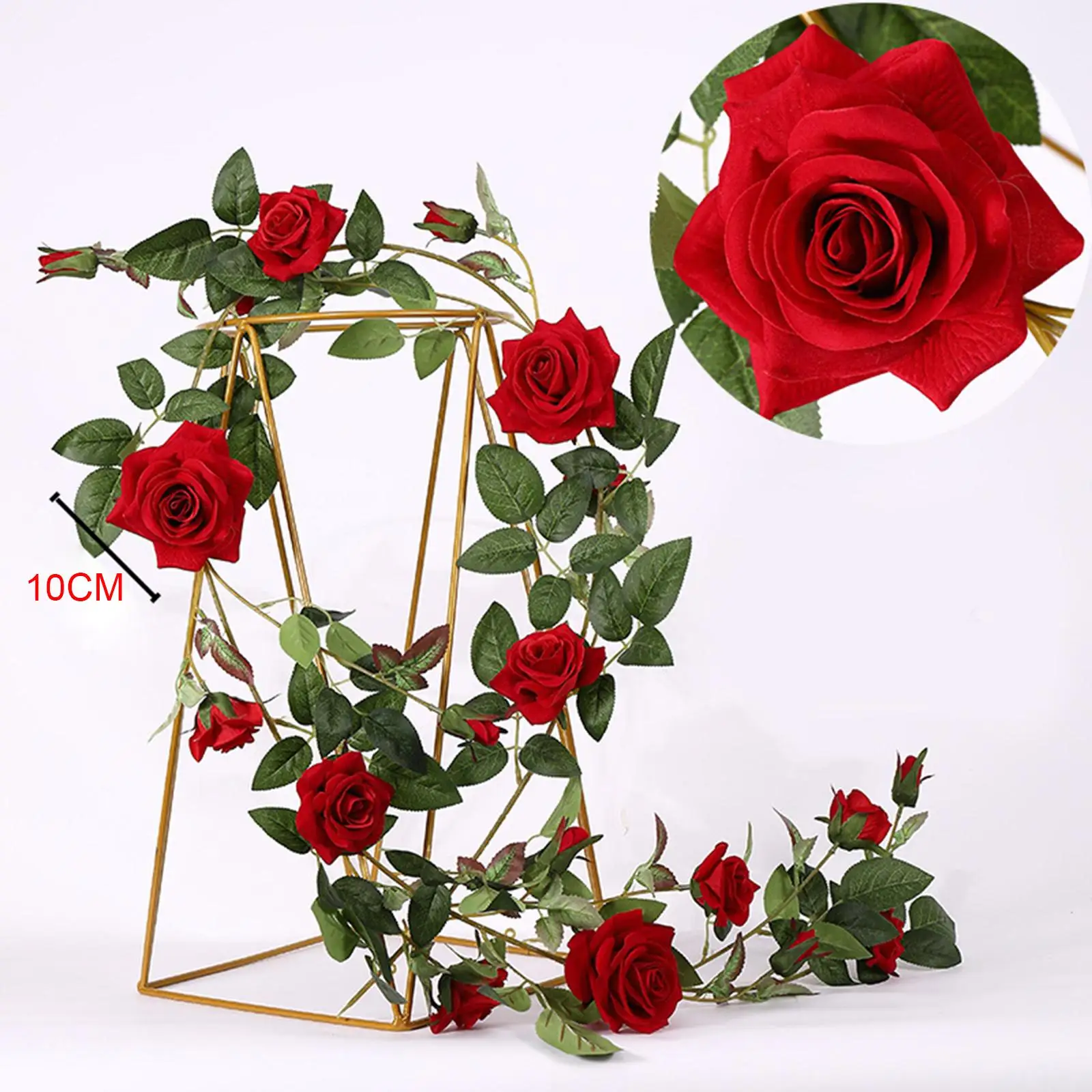 Artificial Rose Garland, 6FT Fake Rose Vine Hanging Flower for Wedding Garden Party Home Office Decor Flower Arrangement