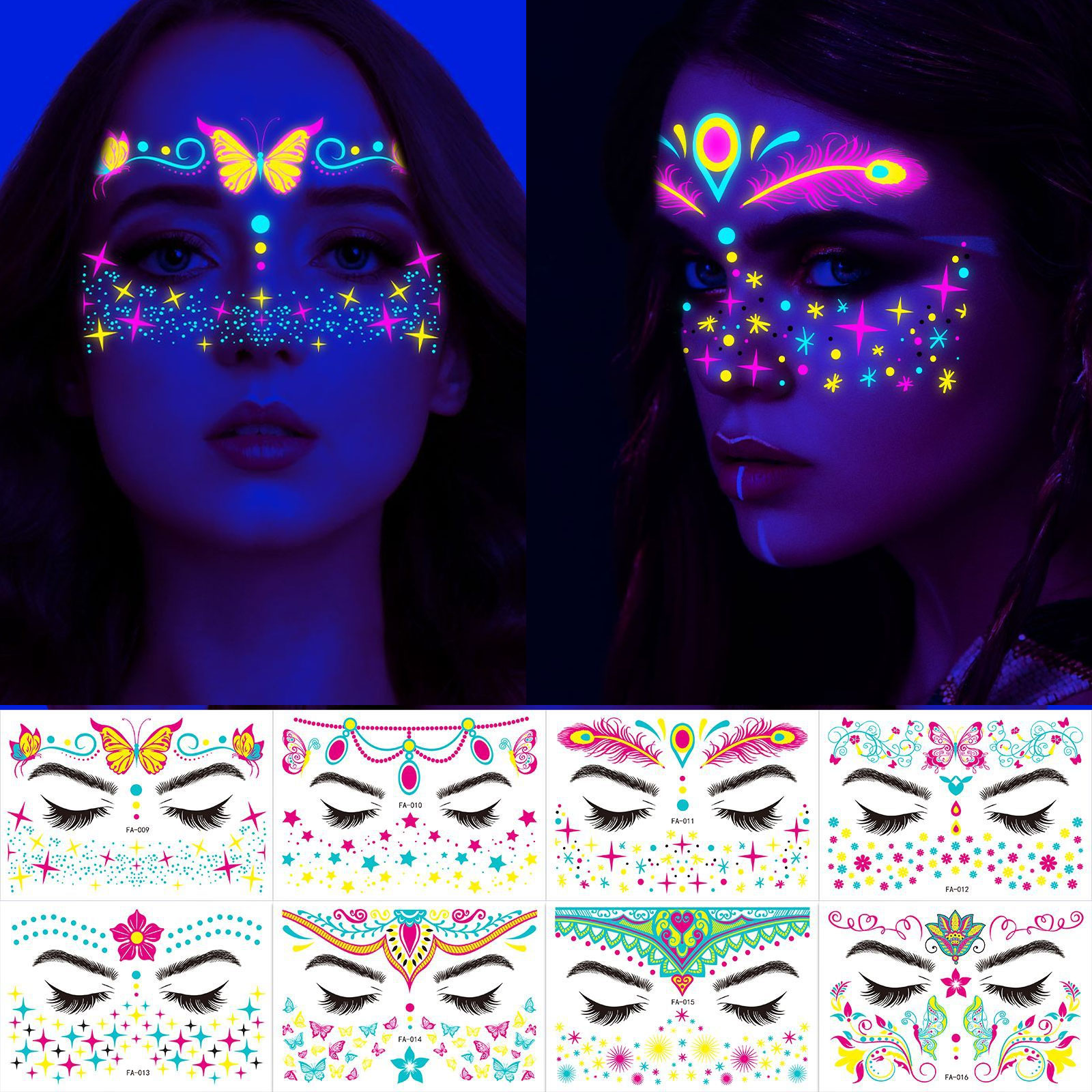 Best of Waterproof Temporary Tattoo Sticker Masquerade Neon Fluorescent Face Sticker Music Festival Glowing Fake Tattoo Makeup Glitter Reviews & Tips