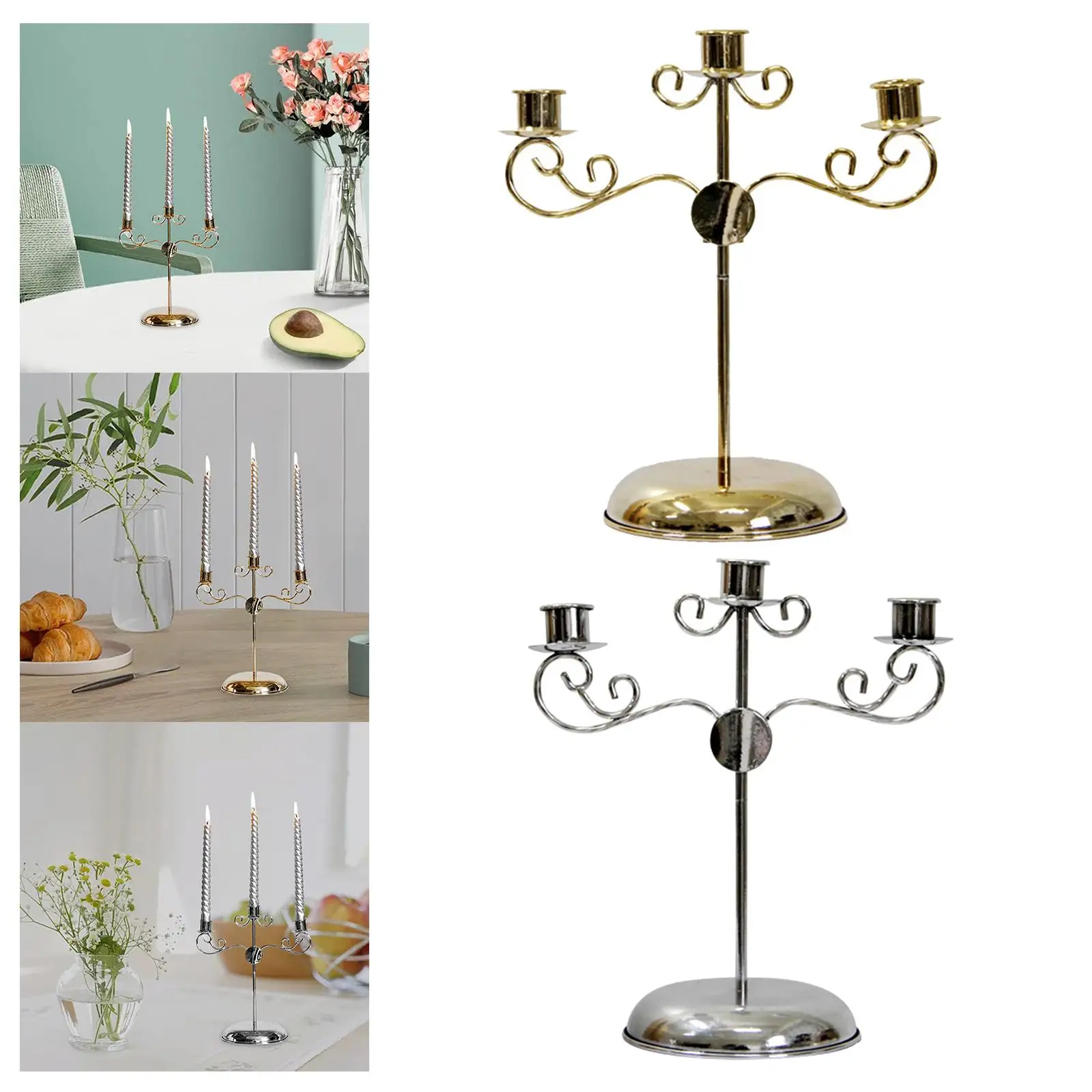Metal Candle Holder Tea Light Holders 3 Arms Candlestick for Tabletop Event Party Decor