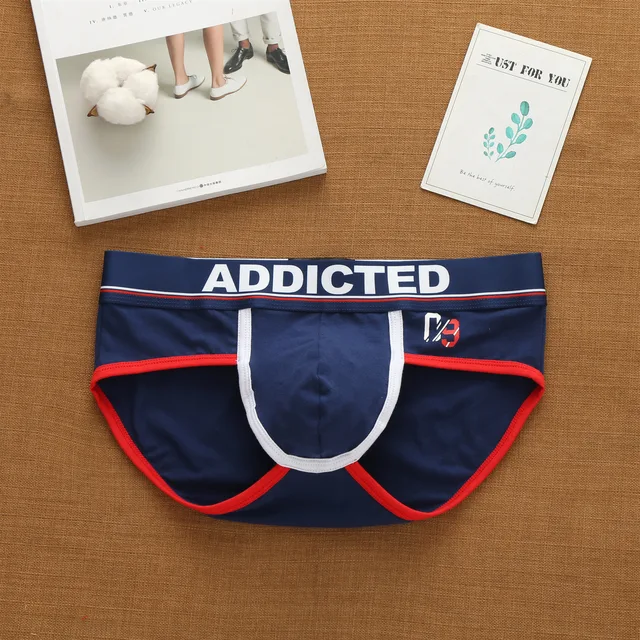 addicted men's Korean letter pure cotton low waist underwear elastic  fashion trend briefs