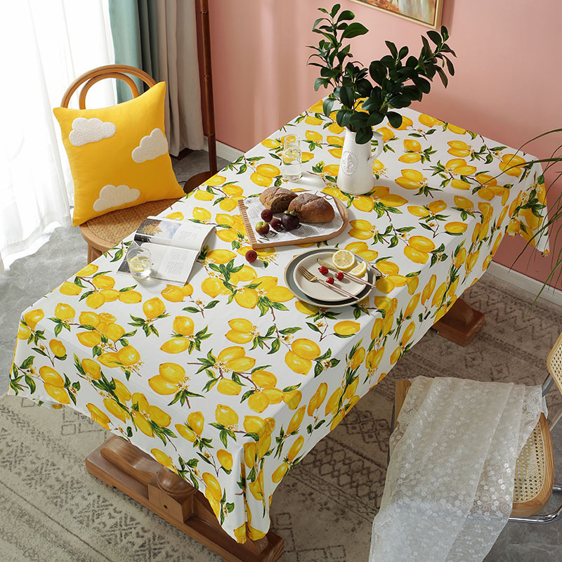 Description Picture 6 of itemIns Style Lemon Print Tablecloth Waterproof Rectangular Tablecloth Coffee Table Table Mat Party Wedding Decoration Accessories