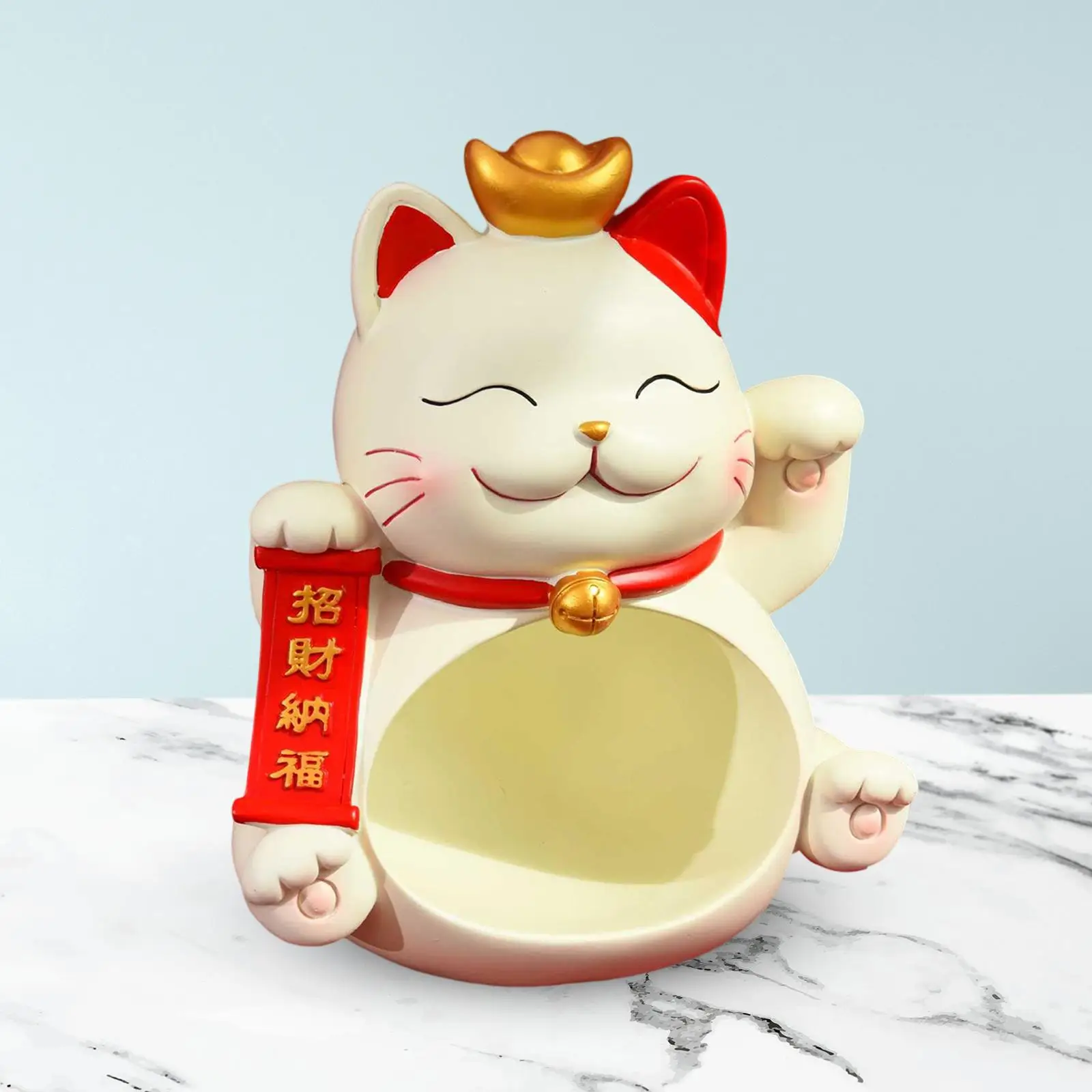 Multipurpose Cat Sculpture Storage Tray Desk Sundries Container Ornament Statue for Living Room Home Office Cabinet Decor