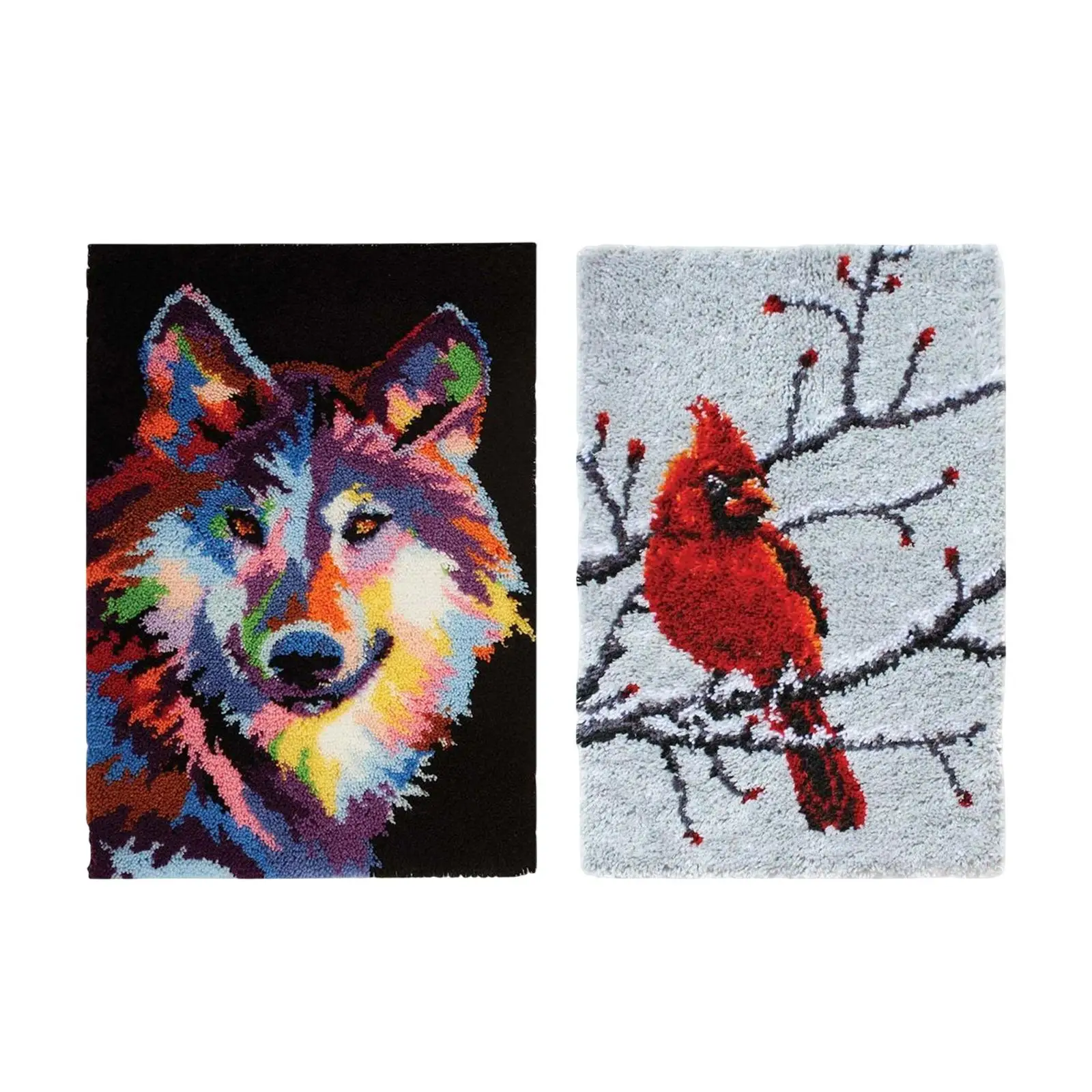 Wolf Carpet Latch Hooking Kits Rug Kitwork Embroidery Carpet Set for Adults