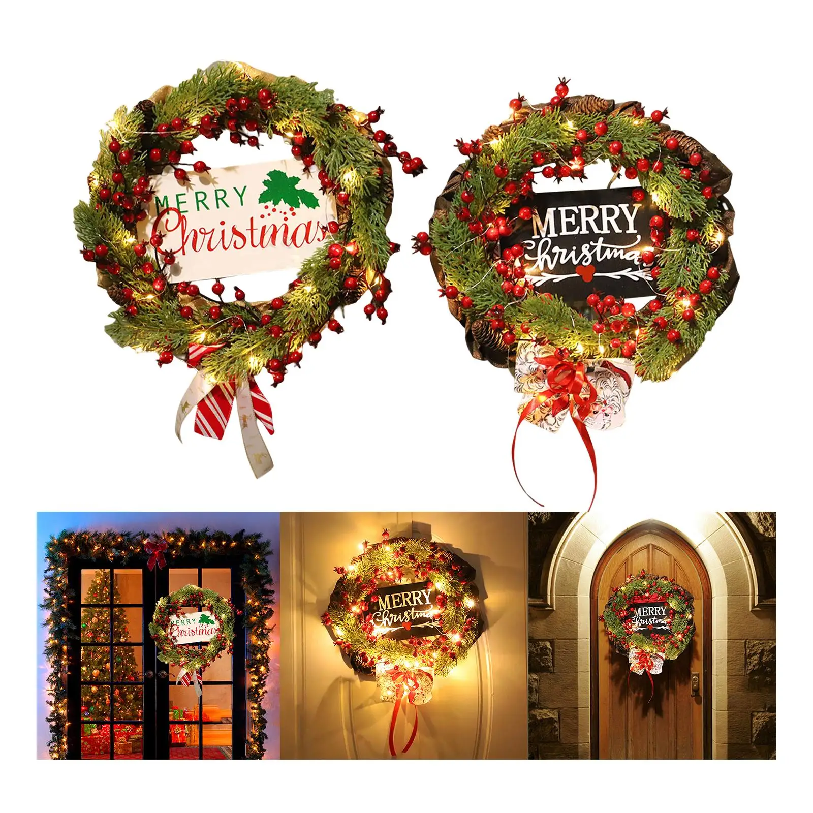 Christmas Flower Wreath Green Leaves Wreaths Artificial Wreath for Festival