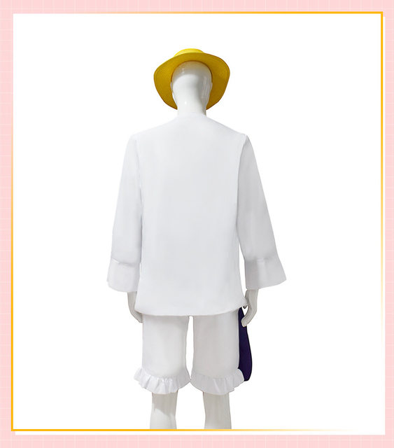 DAZCOS Luffy Gear 5 Cosplay Costume Nika Form Outfit Anime Monkey D Luffy  Cosplay 3 Piece Full Set White Shirt Pants Sash Wigs