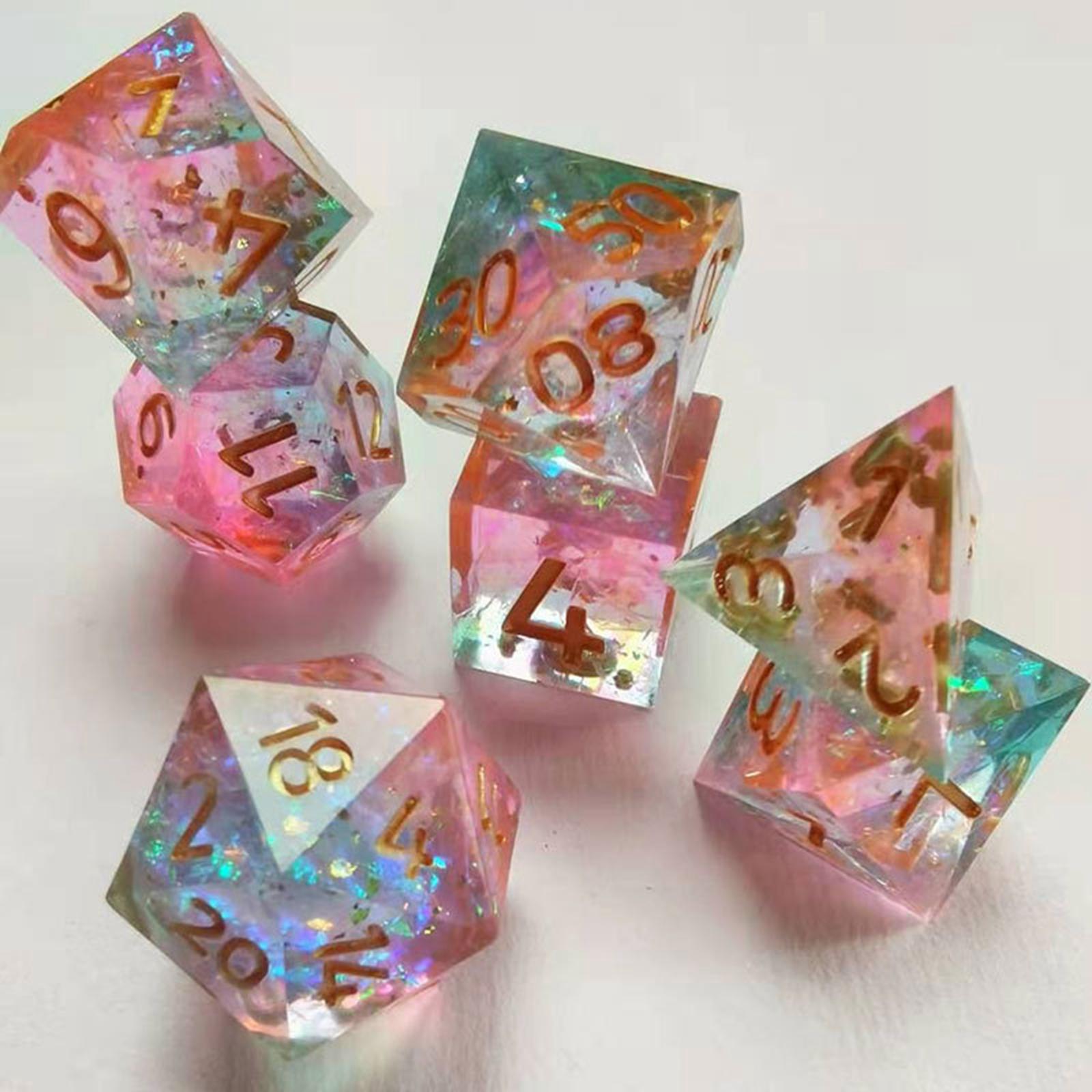 7 PCS Acrylic Polyhedral Digital Dice Set for Role Play Table Game Props