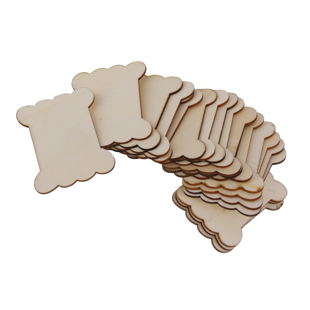 20Pcs Wood Flat Spool Bobbins Sewing Findings Ribbon Tthread Reel Organizer