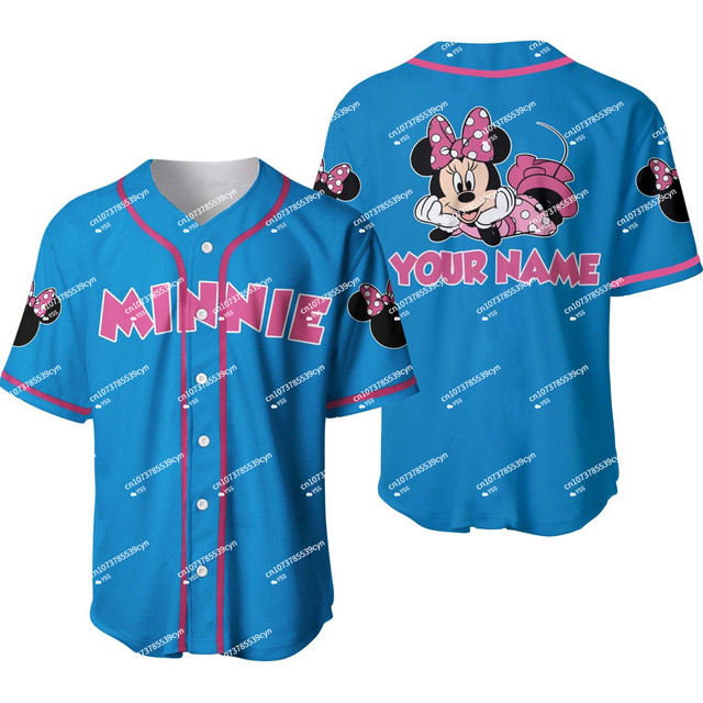 Minnie Mouse White Pink 3D Custom Name And Number Baseball Jersey –