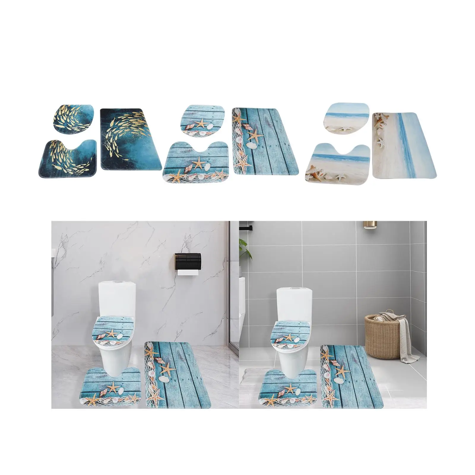 Bathroom Rug Set Non Slip Washable with U Shape Toilet Rug Door Stepping Mat Absorbent Bath Mat for Shower Bathroom Bath Floor