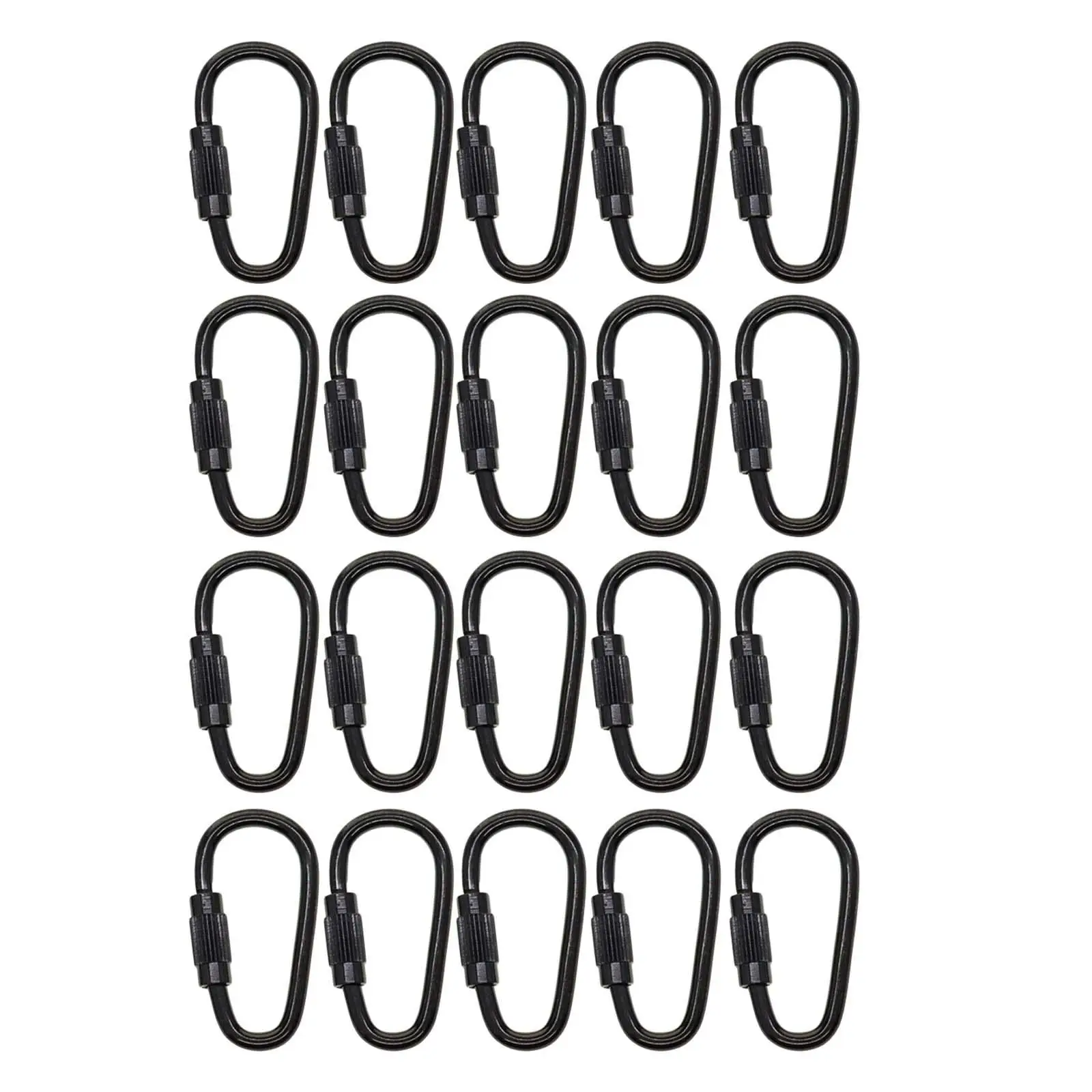 20Pcs Small Locking Carabiner Clip Black D Rings Mini Carabiner Clip for Camping Hiking Indoor Outdoor Use Backpacking Traveling