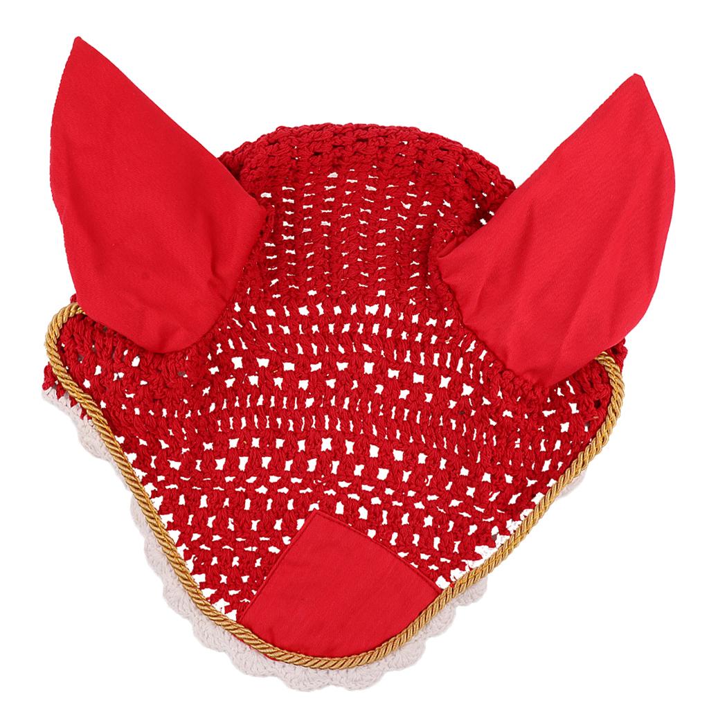 HORSE FLY EAR BONNET/NET/MASK/HOOD BREATHABLE COTTON CROCHET