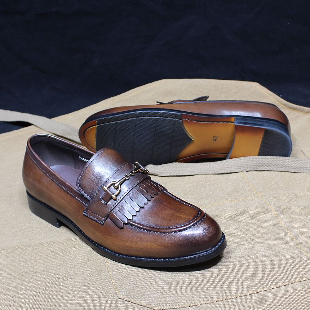Klassische Herren-Loafer aus echtem Leder mit Quaste, für Hochzeit, Party, Kleid, Schuhe, Metallknopf-Detail, Büro, Freizeitkleidung – Detail 7