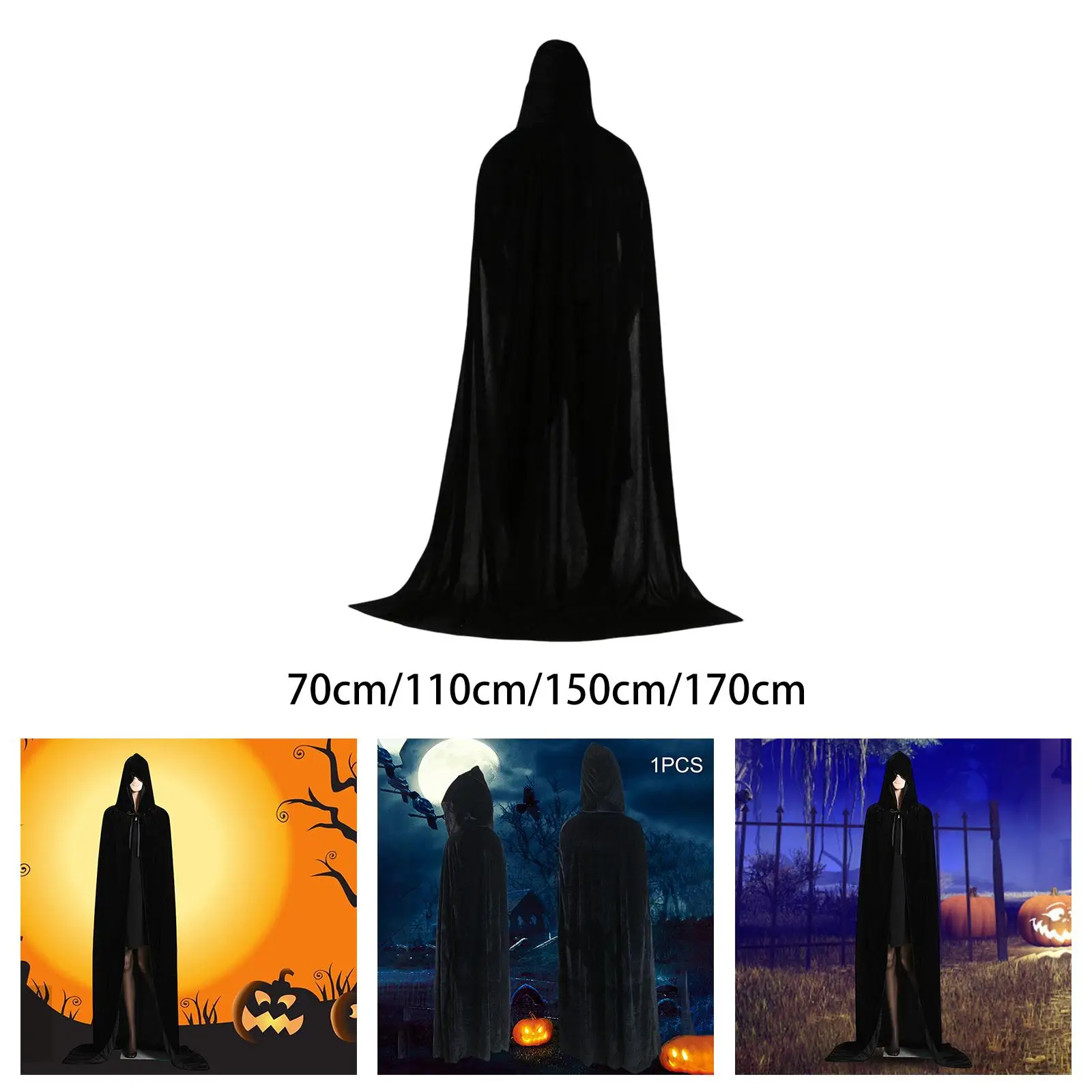Goth Cloak with Hood Wizard Costume Victorian Fancy Dress Medieval Halloween Cosplay Capes for Adults Party Festival Role Play