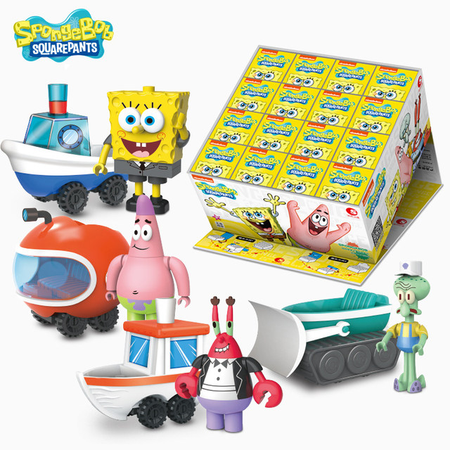 SpongeBob Blind Box DIY Pineapple Patrick Star Egg Building Blocks Model  Education Figures Toys Gifts Kids Birthday 1PC RANDOM